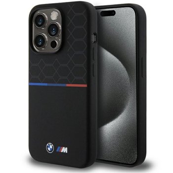 Чехол BMW M Silicone Pattern MagSafe для iPhone 15 Pro, черный