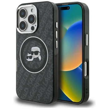Чехол Karl Lagerfeld IML Glitter Karl & Choupette MagSafe для iPhone 16 Pro Max, Черный