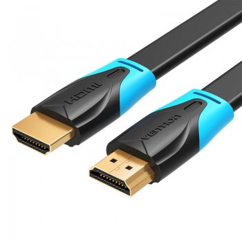 Plakanais HDMI kabelis 0,75 m Vention VAA-B02-L075 (melns) | Flat Cable 0.75m (Black)