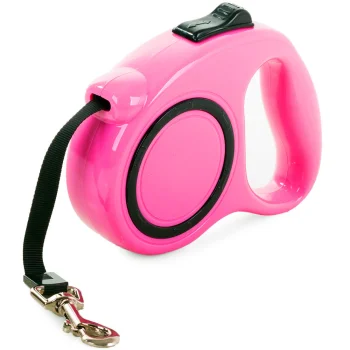 Automātiskā lentes pavada sunim ar fiksatoru 5m 15kg, rozā