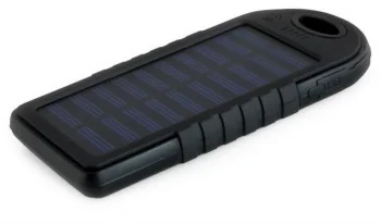 5000mAh Ārējais akumulators ar saules bateriju - melns, Solar Power Bank