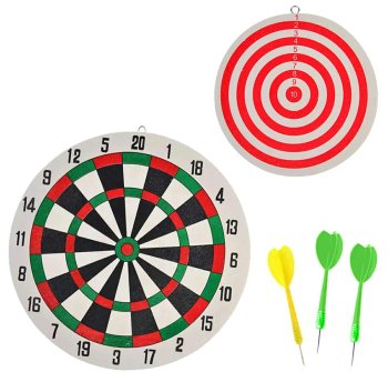 Double Sided Dart Board 30cm with 3 Steel Tip Darts for Adults and Kids