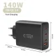 Сетевое зарядное устройство Tech-Protect NC140W-GAN 140W 4 порта, черный