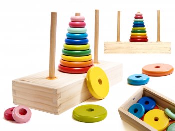 Attīstoša un interaktīva rotaļlieta Puzzle torņis | Wooden Stacking Rings, Baby Toy, Natural Rainbow Puzzle for Learning