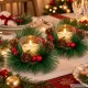 Decorative Glass Candle Set with Festive Wreath, 2 pcs