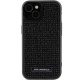 Karl Lagerfeld iPhone 15 Case Rhinestone Logo Metal Plate, Black