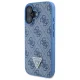 Guess iPhone 16 vāciņš Leather Metal Logo Strass Crossbody, zils