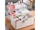 Folding Medicine Organizer and First Aid Box with Handle, White