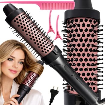 2-in-1 Hot Air Hair Dryer Brush and Straightener 80W, Black