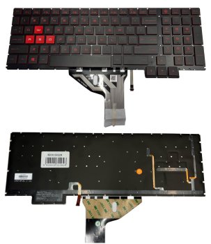 HP Omen 15-ce Series Keyboard with Backlight, US, Black/Red