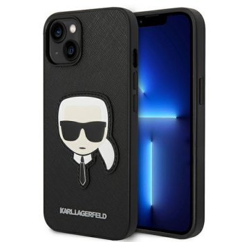 Apple iPhone 14 Plus 6.7" Karl Lagerfeld Saffiano Karl`s Head Patch Case Cover (KLHCP14MSAPKHK), Black | Telefona...