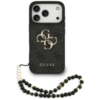 Guess iPhone 17 Pro vāciņš 4G Strap 4G Classic Logo, melns