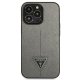Guess Saffiano Triangle Logo Case for iPhone 14 Pro Max - Silver