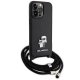 Karl Lagerfeld iPhone 15 Pro Max Case Crossbody Saffiano Metal Pin, Black