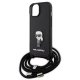 Karl Lagerfeld iPhone 15 Case Saffiano Ikonik Monogram Crossbody, Black