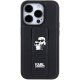 Karl Lagerfeld iPhone 15 Pro vāciņš Gripstand Saffiano Karl&Choupette Pins, melns