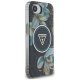 Чехол Guess IML Metal Glitter Flowers Triangle MagSafe для iPhone 16e, Черный