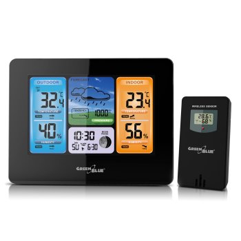 Беспроводная метеостанция Greenblue GB526 с цветным дисплеем и DCF