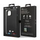 BMW iPhone 14 vāciņš Leather Stamp Tricolor MagSafe, melns
