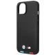 Чехол BMW для iPhone 14 Plus Leather Stamp Tricolor MagSafe, черный