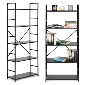 Modernhome CWJ6024144LG BLACK koka plaukts, 5 plaukti, melns