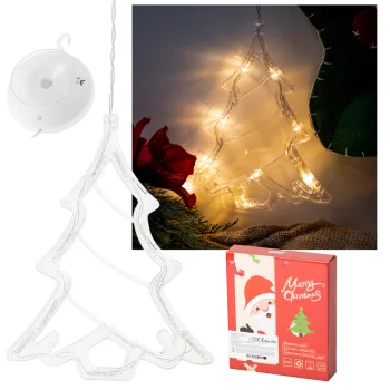 Ikonka LED Ziemassvētku logu dekorācija Eglīte ar piesūkcekni 10 LED