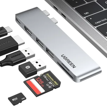 USB-C хаб Ugreen CM380 для MacBook Pro/Air, HDMI, SD/TF, Серый