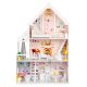 Wooden dollhouse with 3 floors, 15 furniture pieces, XXL, ECOTOYS, pink