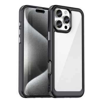 Outer Space vāciņš ar gēla rāmi iPhone 16 Pro Max - Melns | Case With Gel Frame Black