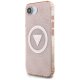Чехол Guess IML Metal Glitter 4G Circle Triangle MagSafe для iPhone 16e, розовый