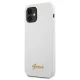 Guess iPhone 12 mini vāciņš Silicone Vintage Gold Logo, balts