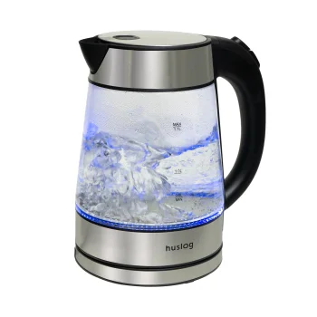 Huslog Electric Kettle AK-0537, 1.7L Glass Tea Kettle with LED, 2200W Fast Boil