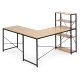 ModernHome Corner Desk with 4 Shelves L-Shaped Computer Desk, Light Oak