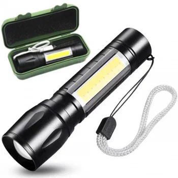 Аккумуляторный карманный USB-фонарик, 3 режима, XPE+COB