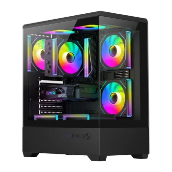 DarkFlash C365 Computer Case with 5 Fans, Black