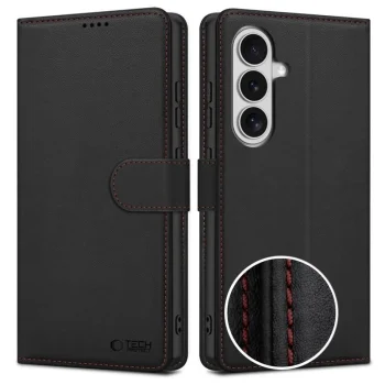 Tech-Protect Wallet atverams maciņš priekš Samsung Galaxy S26, melns un sarkans