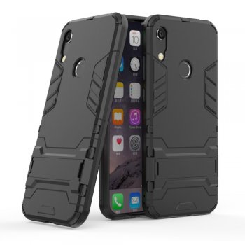Maciņš vaciņš apvalks bamperis priekš Huawei Y6 / Y6 Prime 2019 | Cool Guard Kickstand PC + TPU Hybrid Phone Case for Huawei Y6 (2019) - Black
