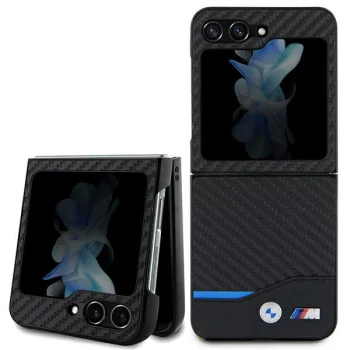 BMW чехол для Samsung Galaxy Z Flip 5 Leather Carbon, черный