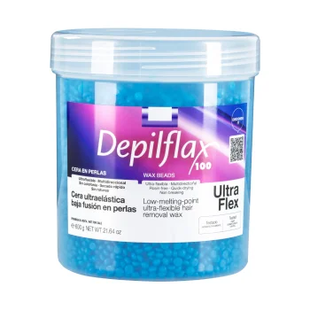 Profesionāls elastīgs depilācijas vasks Depilflax 100 600g, pērļu zils