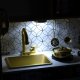 Bērnu koka virtuve ar ledusskapi un krīta tāfeli LULILO, Zelta | Kids Wooden Kitchen with Refrigerator