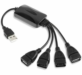 USB хаб на 4 порта разветвитель USB 2.0 High Speed для ПК и ноутбука, черный