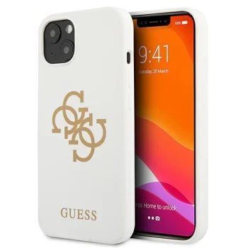 Guess чехол для iPhone 13 mini белый Silicone 4G Logo
