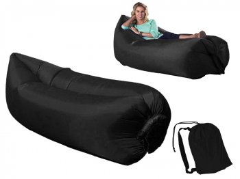 Piepūšamā Gaisa Gulta Matracis Sauļošanas Krēsls Pufs, Melns | Inflatable Air Sofa Lazy Bag Bivan Lamzac