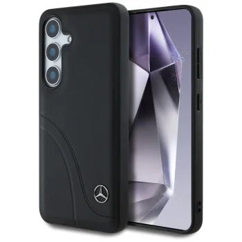 Чехол Mercedes Leather Curved Stitches для Samsung Galaxy S25, черный