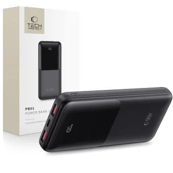 Tech-Protect PB01 ārējais akumulators 10000mAh 22.5W, melns