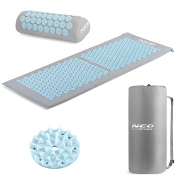 Acupressure Mat and Pillow Set Neo-Sport NS-901, grey-blue