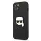 Karl Lagerfeld iPhone 13 mini vāciņš Leather Ikonik Karl\'s Head, melns