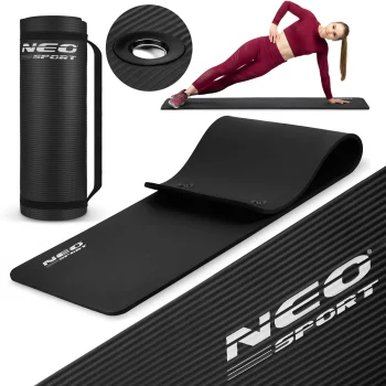 Толстый коврик для фитнеса Neo-Sport с отверстиями 183 x 60 см 192000, черный
