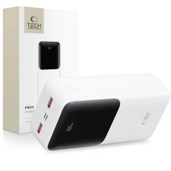 Tech-Protect PB03 ārējais akumulators 30000mAh 22.5W, balts