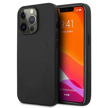 Mercedes-AMG Leather Hot Stamped vāciņš iPhone 13 Pro / 13 - Melns